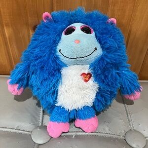 Monstaz Jerry Plush Stuffed Ty Blue & Pink Round Monster Plush 8”